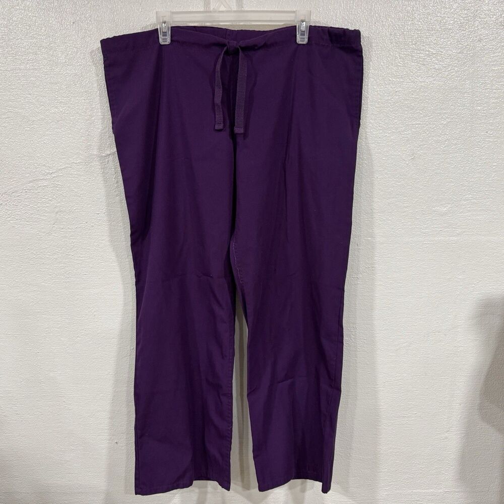 Uniform Advantage Womens Large Petite Scrub Pants Drawstring Purple Eggplant
